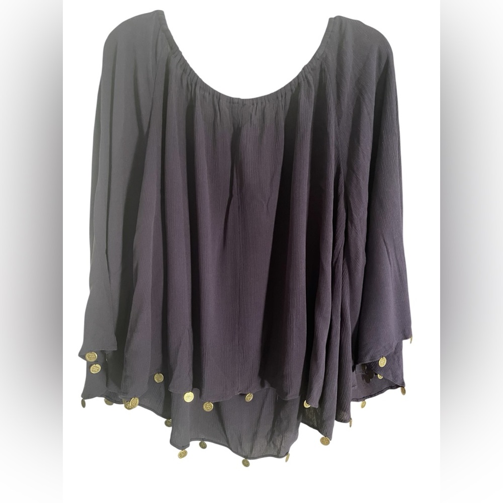 Lilly Pulitzer Size XL Navy blue blouse with Gold Accents women’s Boho
